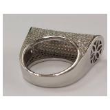 Stunning Silver-Tone Pave Statement Ring