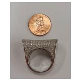 Stunning Silver-Tone Pave Statement Ring