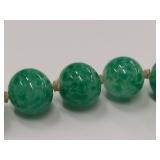 Vintage Green Bead Necklace with Central Pendant