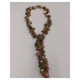 Huge Statement Multicolor Glass Leaf Bead Necklace with Elephant Pendant