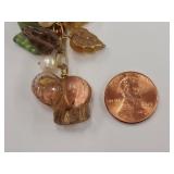 Huge Statement Multicolor Glass Leaf Bead Necklace with Elephant Pendant