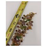 Huge Statement Multicolor Glass Leaf Bead Necklace with Elephant Pendant