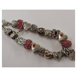 Silver-Tone Charming Heart Pandora Style Bracelet