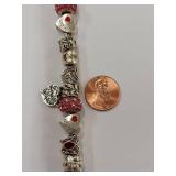 Silver-Tone Charming Heart Pandora Style Bracelet