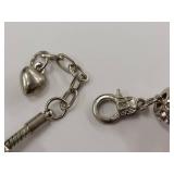 Silver-Tone Charming Heart Pandora Style Bracelet
