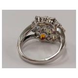 Multicolored CZ Gemstone Floral Ring