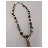 Vintage Artisan Necklace with Metal Tribal Pendant