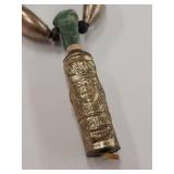 Vintage Artisan Necklace with Metal Tribal Pendant