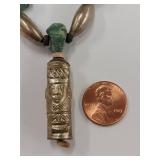 Vintage Artisan Necklace with Metal Tribal Pendant