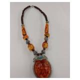 Huge Statement Handcrafted Resin & Wood Bead Necklace