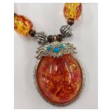 Huge Statement Handcrafted Resin & Wood Bead Necklace