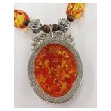 Huge Statement Handcrafted Resin & Wood Bead Necklace