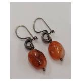 Sterling Silver Earrings with Elegant Orange Stones