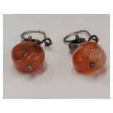 Sterling Silver Earrings with Elegant Orange Stones