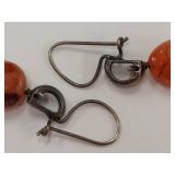 Sterling Silver Earrings with Elegant Orange Stones