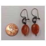 Sterling Silver Earrings with Elegant Orange Stones