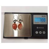 Sterling Silver Earrings with Elegant Orange Stones