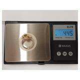 Gold-Tone Flower Design Ring with Sterling Silver Band