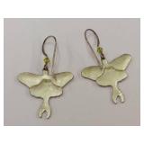 Sterling Silver Luna Moth Design Enamel Earrings