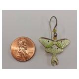 Sterling Silver Luna Moth Design Enamel Earrings