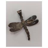 Sterling Silver Dragonfly Pendant with Opal Inlays
