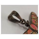 Sterling Silver Dragonfly Pendant with Opal Inlays