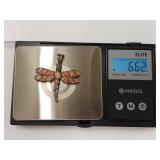 Sterling Silver Dragonfly Pendant with Opal Inlays