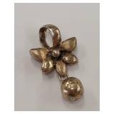 Elegant Sterling Silver Gold Tone Floral Pendant