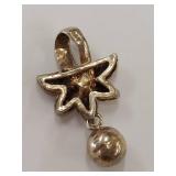 Elegant Sterling Silver Gold Tone Floral Pendant