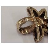 Elegant Sterling Silver Gold Tone Floral Pendant