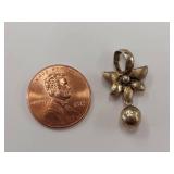 Elegant Sterling Silver Gold Tone Floral Pendant