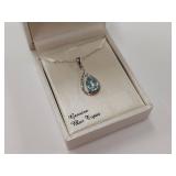 Sterling Silver Necklace with Genuine Blue Topaz Pendant