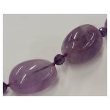 Large Amethyst Stone Necklace with Sterling Silver Clasp