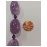 Large Amethyst Stone Necklace with Sterling Silver Clasp