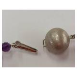 Large Amethyst Stone Necklace with Sterling Silver Clasp