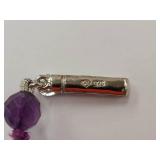 Large Amethyst Stone Necklace with Sterling Silver Clasp