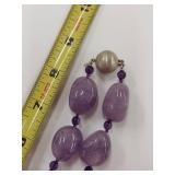 Large Amethyst Stone Necklace with Sterling Silver Clasp