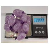 Large Amethyst Stone Necklace with Sterling Silver Clasp