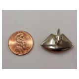 Sterling Silver Vintage Fan Shape Earrings Screw Back