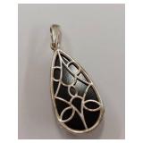 Djoy Sterling Silver Black Teardrop Pendant 925
