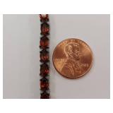 Sterling Silver Adjustable Bracelet with Red Garnet Gems
