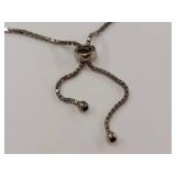 Sterling Silver Adjustable Bracelet with Red Garnet Gems