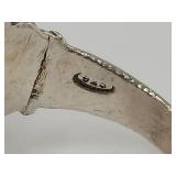 Vintage Blue Stone Ring with Intricate Sterling Silver Band