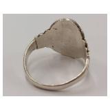 Vintage Blue Stone Ring with Intricate Sterling Silver Band