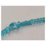 Turquoise Art Glass Bead Necklace with Sterling Silver Clasp