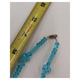 Turquoise Art Glass Bead Necklace with Sterling Silver Clasp