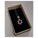 Designer Glamira "Moncoeur" Sterling Silver Ruby Pendant Necklace
