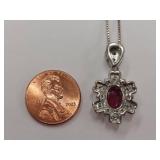 Designer Glamira "Moncoeur" Sterling Silver Ruby Pendant Necklace
