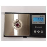 Designer Glamira "Moncoeur" Sterling Silver Ruby Pendant Necklace