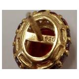 Gold-Tone Sterling Silver Red Gemstone Stud Earrings